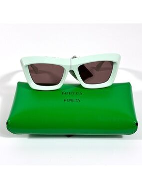 Bottega Veneta 53mm Rectangular Sunglasses Green BV1283S NEW